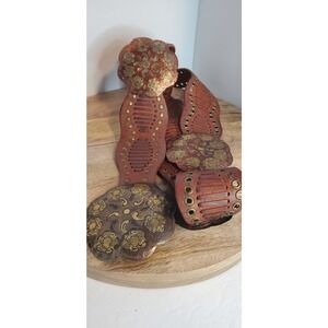 Vintage Chico Boho Leather & Metal Copper Adjustable M/L Women's Belt